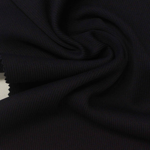 Polyester Stretch Rib Knit Fabric, 370 gsm — Navy