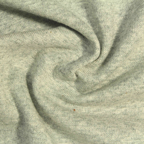 Light Grey Heathered-Marl Rib Knit, Cotton, 260 gsm