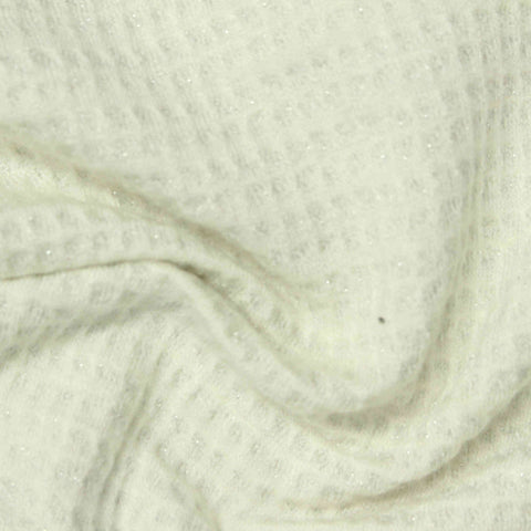 Jacquard Viscose Polyester Blend Metallic Chunky Knit Fabric, 330 gsm, 160 cm — White