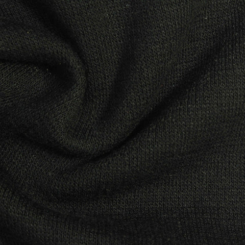 Brushed Polyester Rib Knit Fabric, 235 gsm, 137 cm — Black