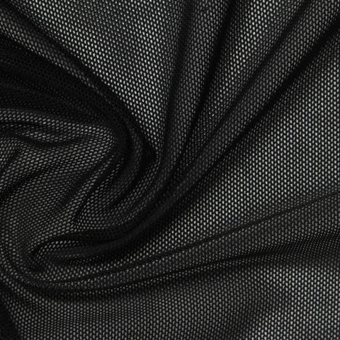 Polyester Stretch Mesh Fabric, 97 gsm, 156 cm — Black