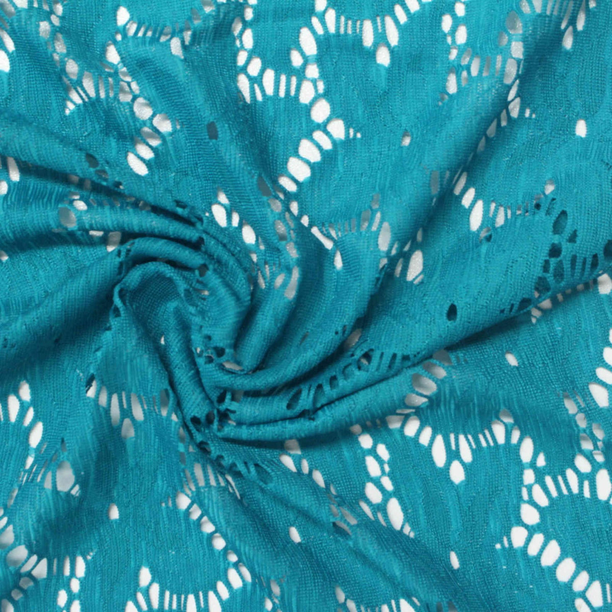 Nylon Stretch Lace Fabric, 134 gsm, 150 cm — Blue