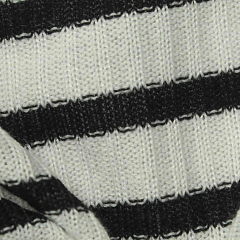 Black Horizontal-Stripe Rib Knit, Poly-Viscose, 220 gsm