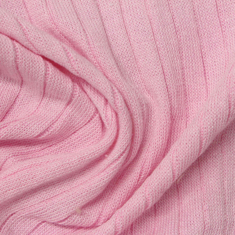 100% Polyester Rib Knit Fabric, 280 gsm — Pink