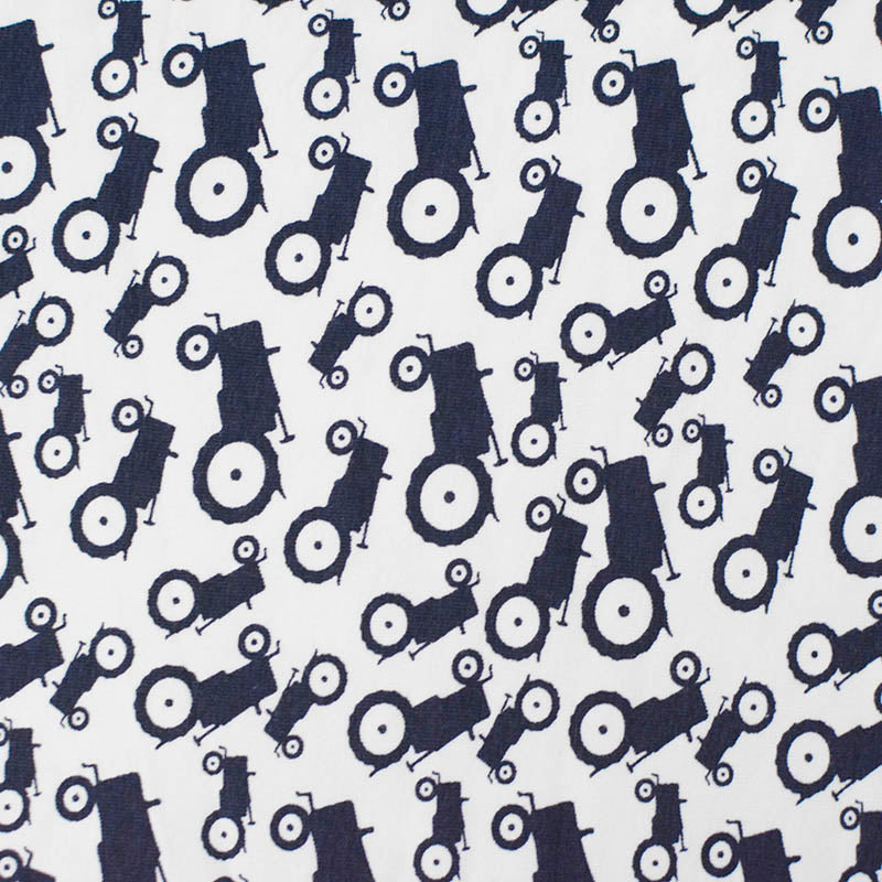 Printed Cotton Stretch Knit Fabric, 178 gsm, 65 cm — White