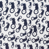 Printed Cotton Stretch Knit Fabric, 178 gsm, 65 cm — White