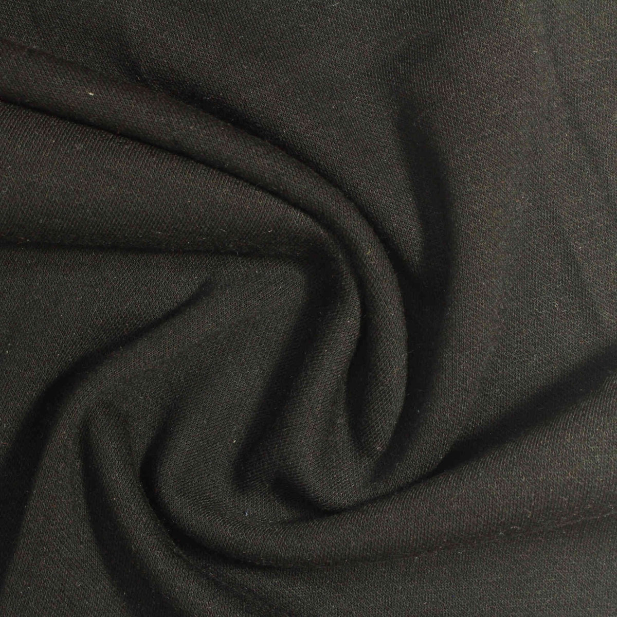 Brushed Polyester Viscose Stretch Interlock Knit Fabric, 365 gsm, 160 cm — Black