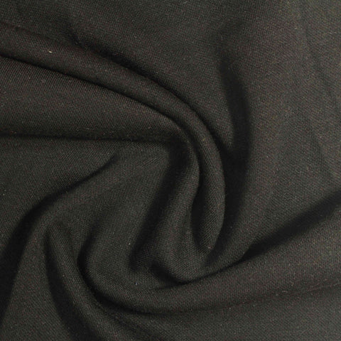 Brushed Polyester Viscose Stretch Interlock Knit Fabric, 365 gsm, 160 cm — Black