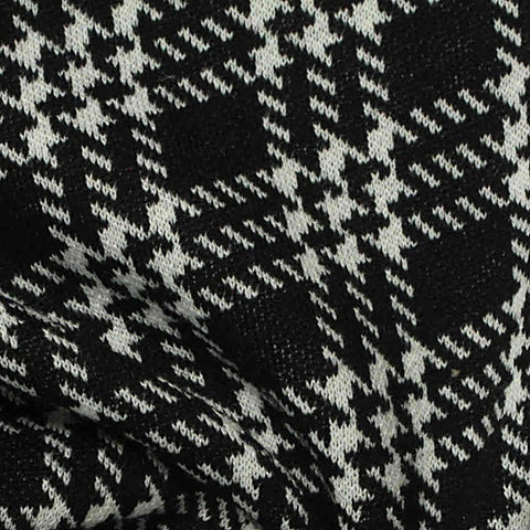 Black Houndstooth Jacquard, Poly-Viscose, 275 gsm