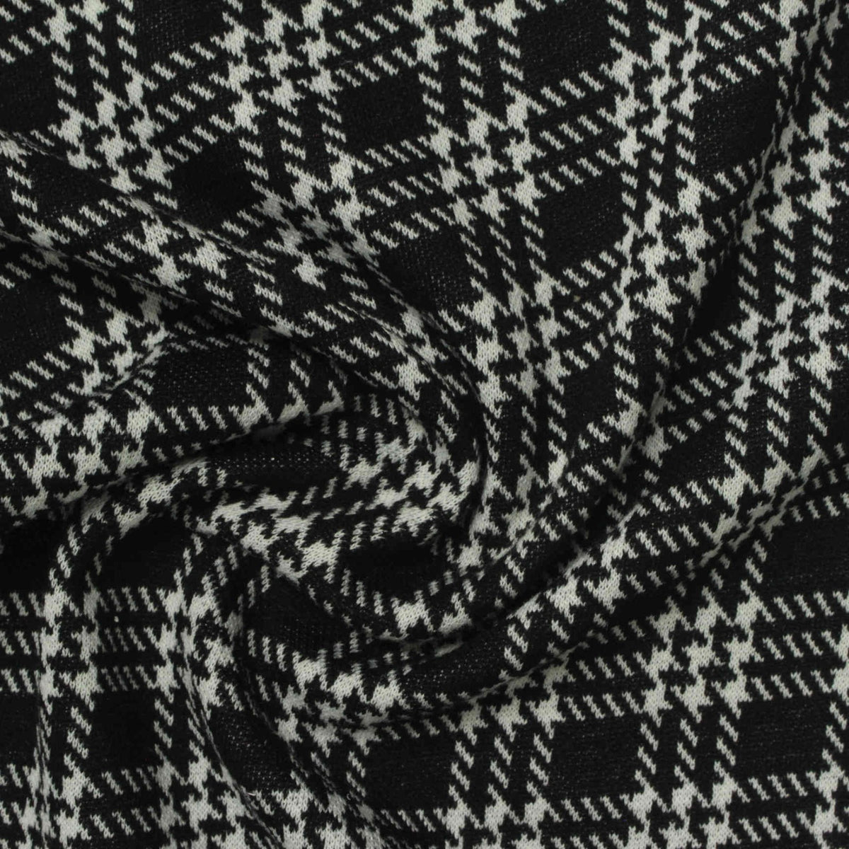 Black Houndstooth Jacquard, Poly-Viscose, 275 gsm