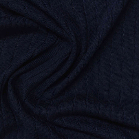 Polyester Viscose Rib Knit Fabric, 160 gsm, 160 cm — Navy