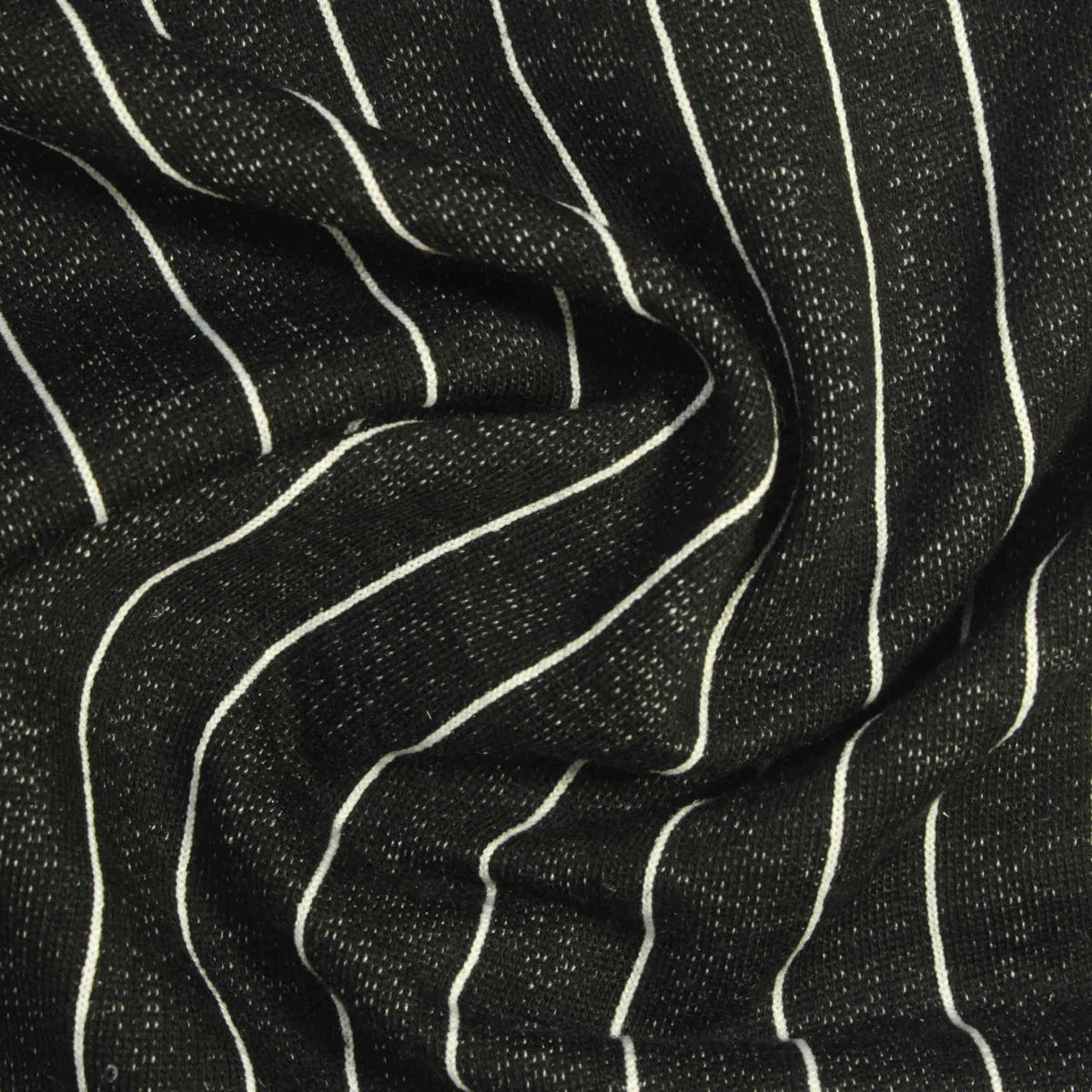 Black Vertical-Stripe French Terry, Cotton-Poly, 180 gsm