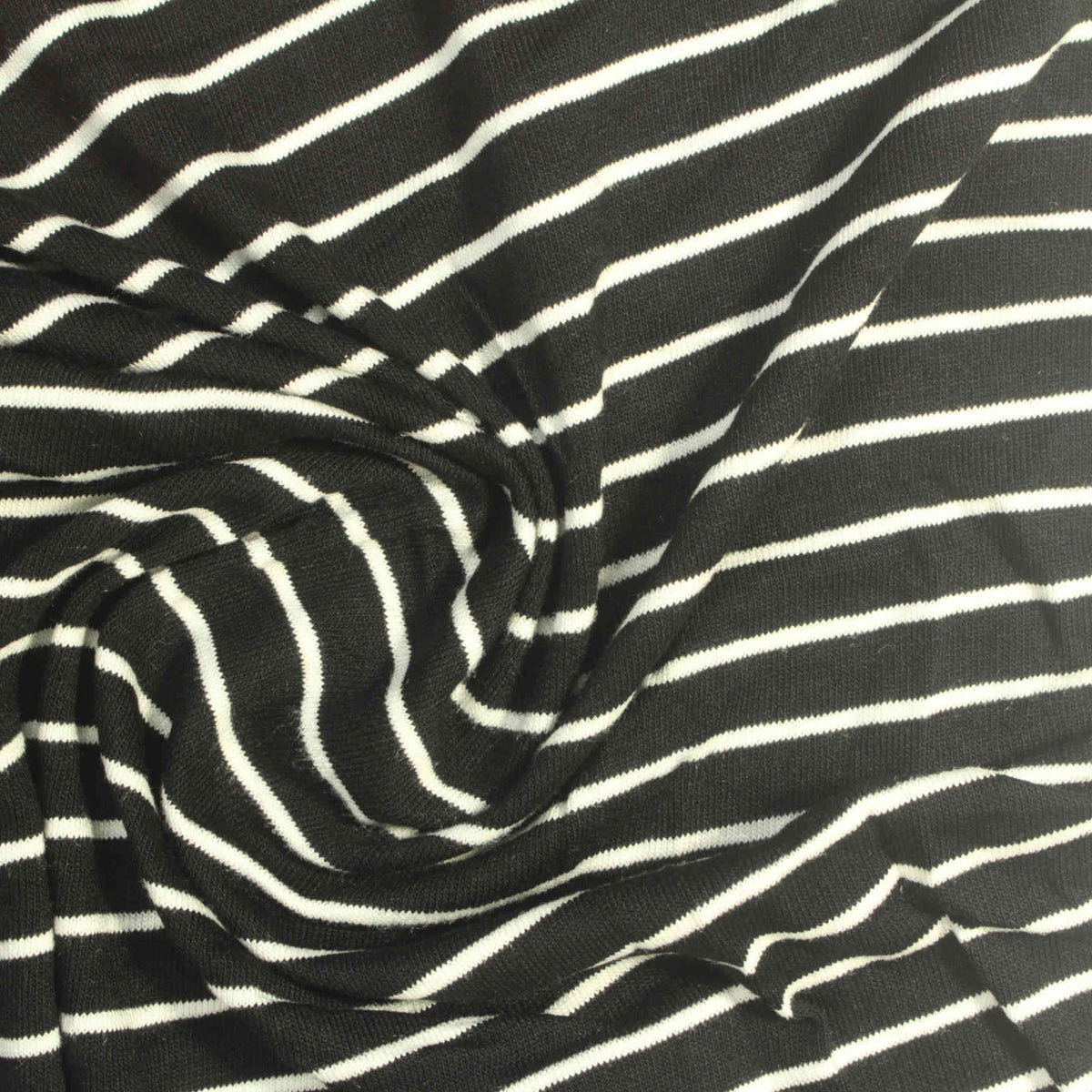 Black Horizontal-Stripe Knit, Viscose, 160 gsm