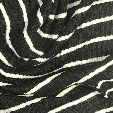 Black Horizontal-Stripe Knit, Viscose, 160 gsm