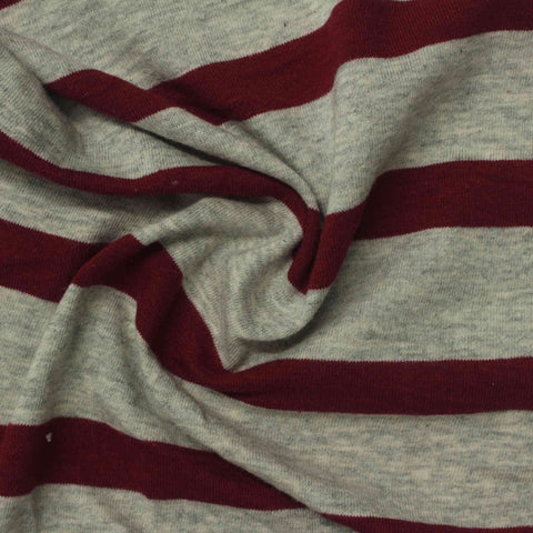 Burgundy Horizontal-Stripe Knit, Poly-Cotton