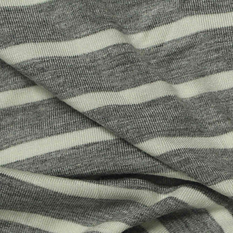 Grey Horizontal-Stripe Knit, Viscose, 210 gsm