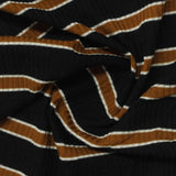 Black Horizontal-Stripe Rib Knit, Poly-Viscose