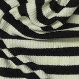 Black Horizontal-Stripe Rib Knit, Viscose-Poly — texture