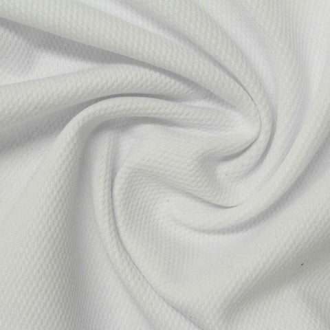 Cotton Polyester Birdseye Knit Fabric, 230 gsm, 180 cm — White