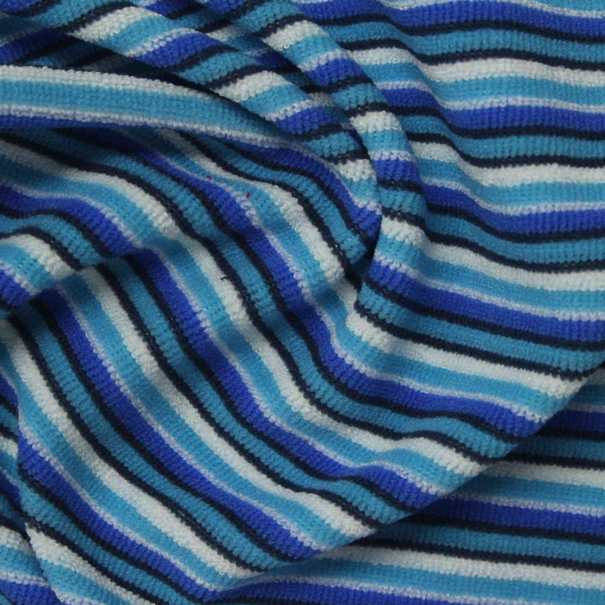 Blue Horizontal-Stripe French Terry, Polyester