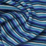 Blue Horizontal-Stripe French Terry, Polyester