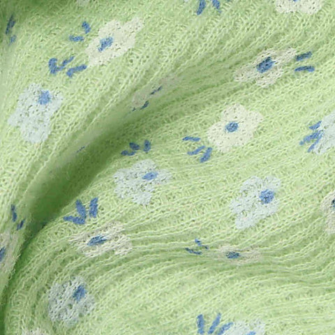 White Floral Waffle Knit, Poly-Cotton
