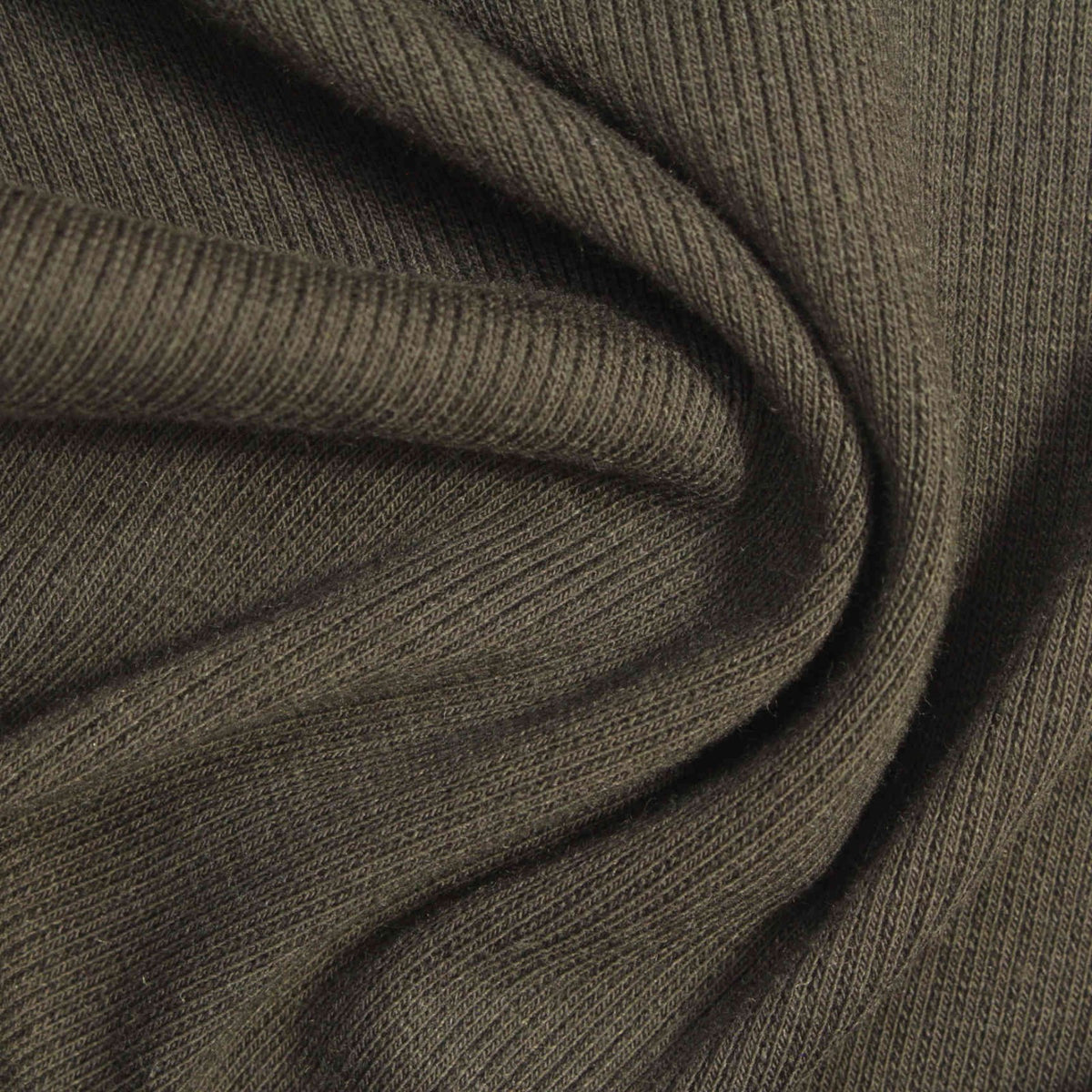Cotton Polyester Stretch Rib Knit Fabric, 256 gsm, 120 cm — Khaki