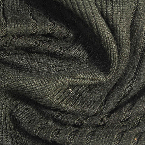 Jacquard Polyester Stretch Rib Knit Fabric, 200 gsm, 168 cm — Green