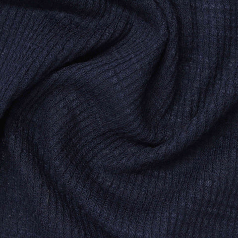 Dark Blue Heather Waffle Knit, Poly-Cotton