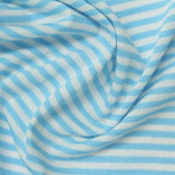 Light Blue Horizontal-Stripe Jersey Knit, Poly-Cotton