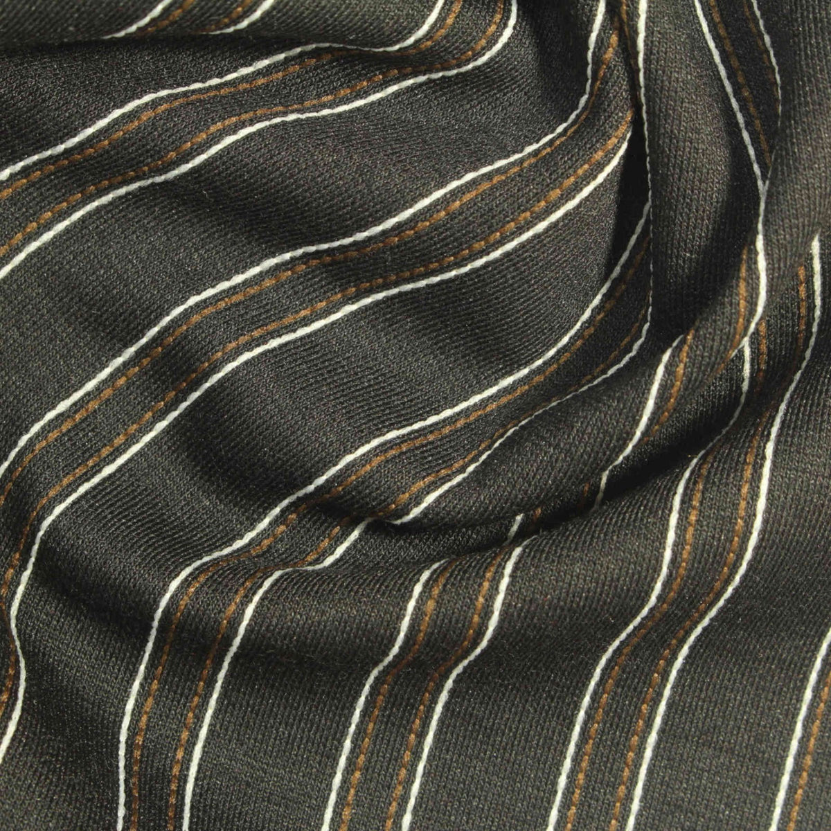 Dark Grey Stripes Ponte Knit, Poly-Viscose