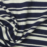 Navy Horizontal-Stripe Jersey Knit, Viscose