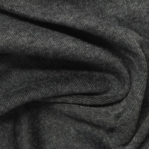 Dark Grey Heathered-Marl Rib Knit, Polyester, 260 gsm