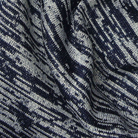 Dark Blue Lines Jersey Knit, Polyester