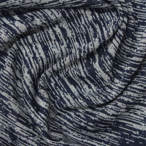 Dark Blue Lines Jersey Knit, Polyester