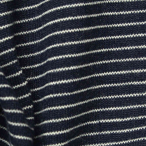 White Horizontal-Stripe Jersey Knit, Poly-Cotton, 143 gsm