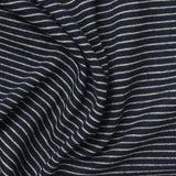 White Horizontal-Stripe Jersey Knit, Poly-Cotton