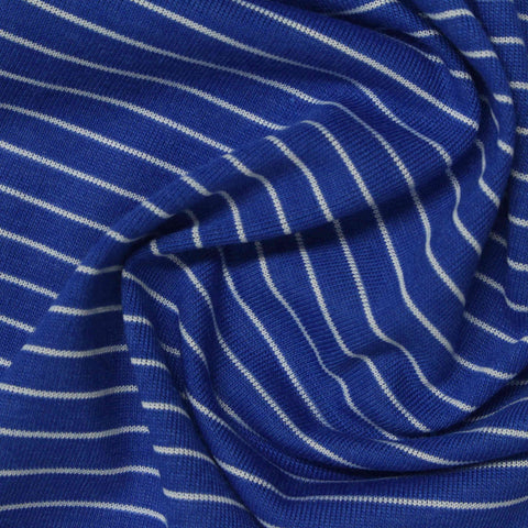 White Stripes Jersey Knit, Poly-Cotton, 147 gsm