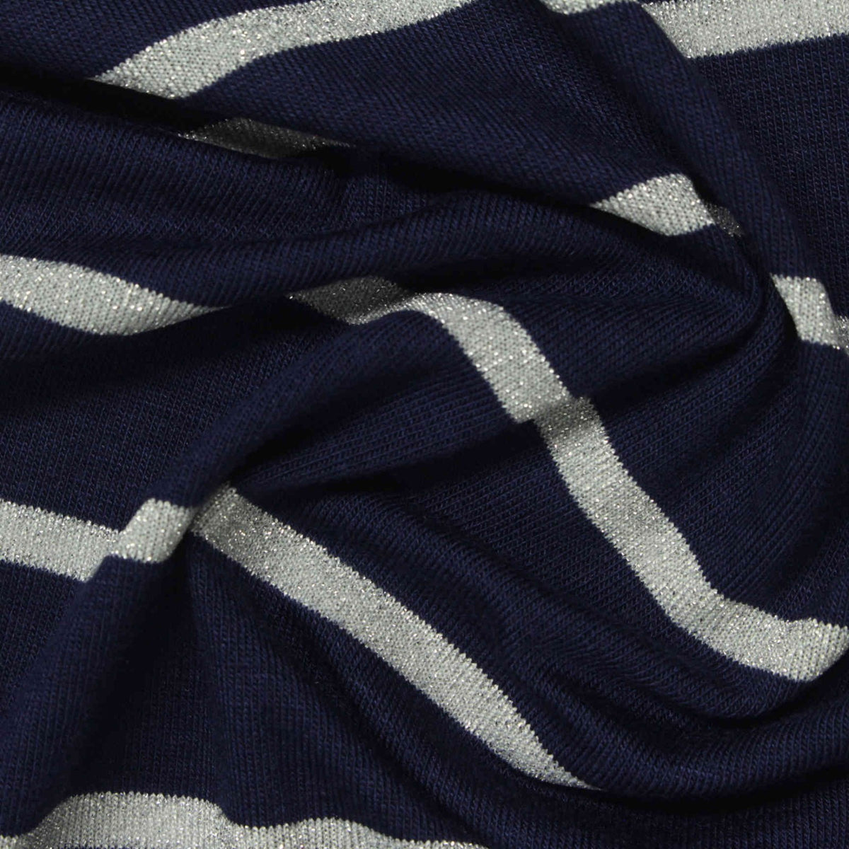 Navy Stripes Jersey Knit, Viscose, 180 gsm