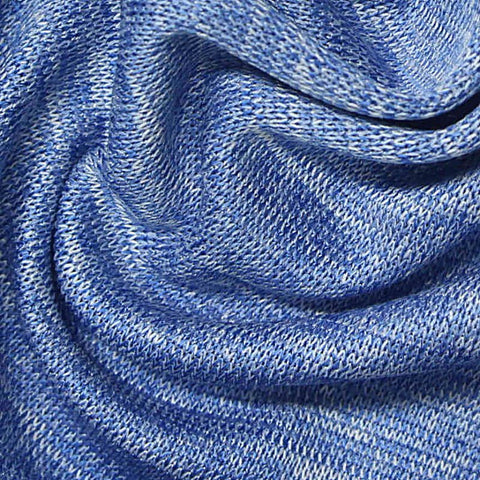 Blue Heathered-Marl Rib Knit, Polyester, 174 gsm