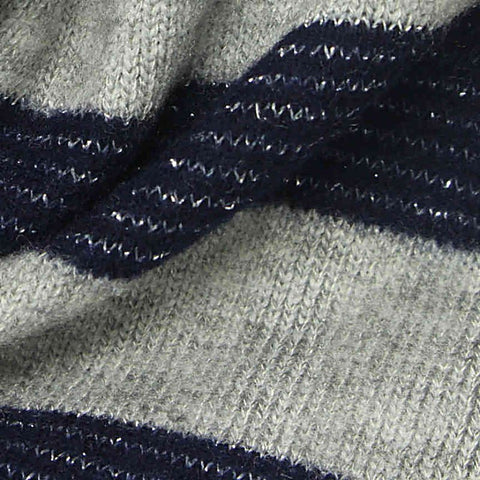 Grey Horizontal-Stripe Jersey Knit, Viscose-Poly, 210 gsm