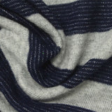Grey Horizontal-Stripe Jersey Knit, Viscose-Poly