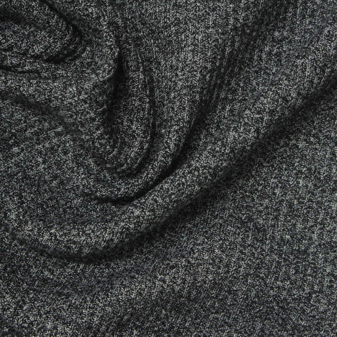 Light Grey Heathered-Marl Rib Knit, Poly-Viscose, 166 gsm