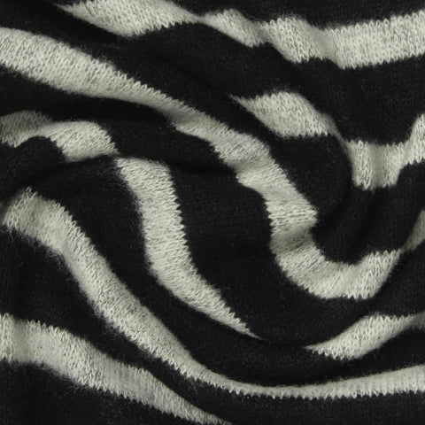 Black Zebra Chunky Knit, Viscose-Poly, 190 gsm