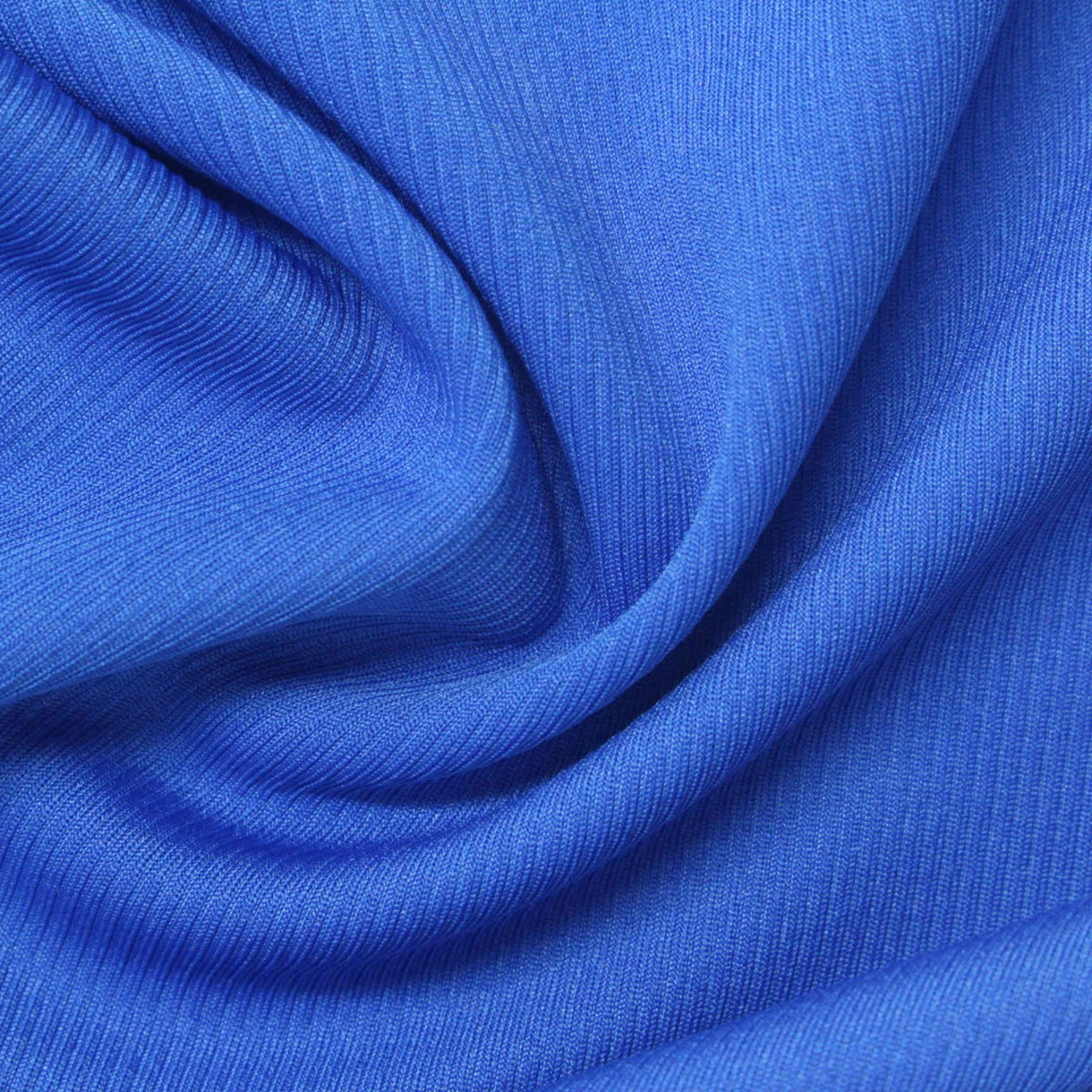 Polyester Stretch Rib Knit Fabric, 253 gsm, 160 cm — Blue