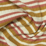 Cream Horizontal-Stripe Rib Knit, Poly-Cotton