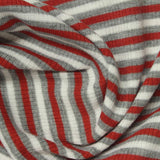 Red Horizontal-Stripe Rib Knit, Polyester