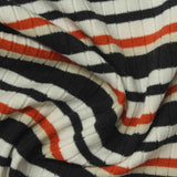 White Horizontal-Stripe Rib Knit, Poly-Cotton