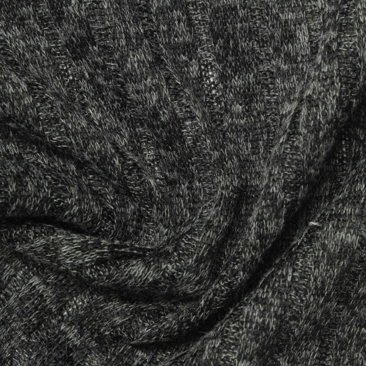 Dark Grey Marl Rib Knit, Polyester, 194 gsm