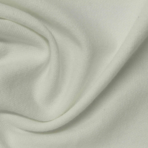 Cotton Polyester Stretch French Terry Fabric, 207 gsm, 153 cm — White